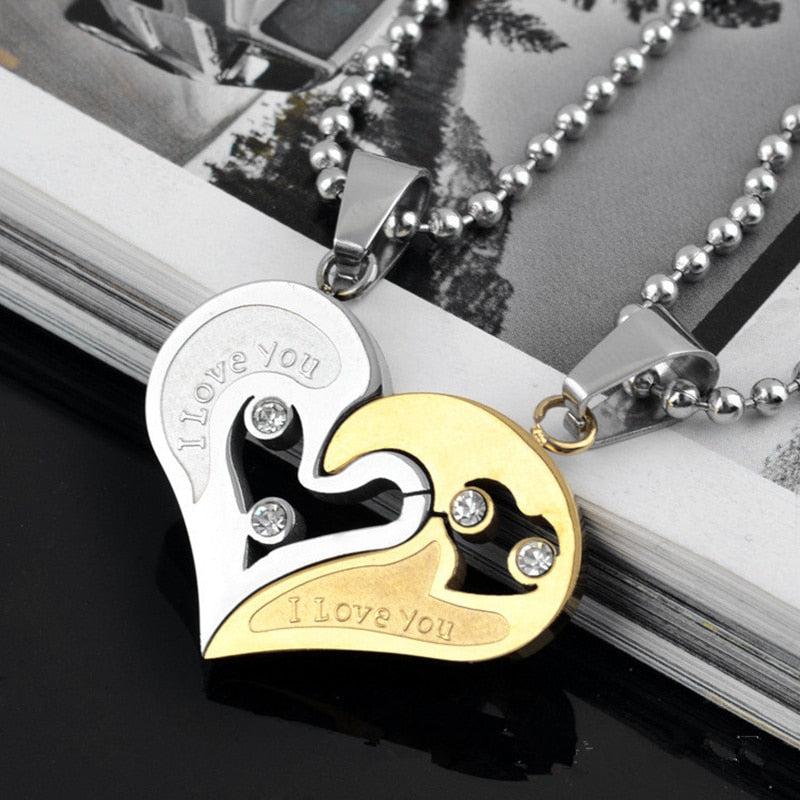 Couple Heart Stitching Pendant