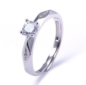 "His Queen Her King" Couple Silver Promise Ring