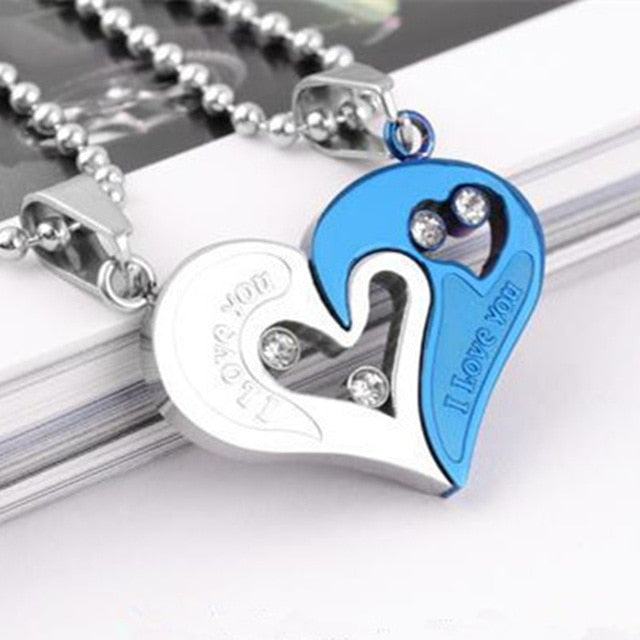 Couple Heart Stitching Pendant