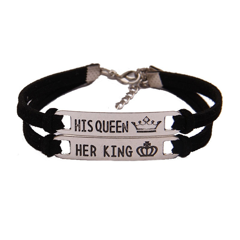 "Her King His Queen" Crown Paired Bracelet