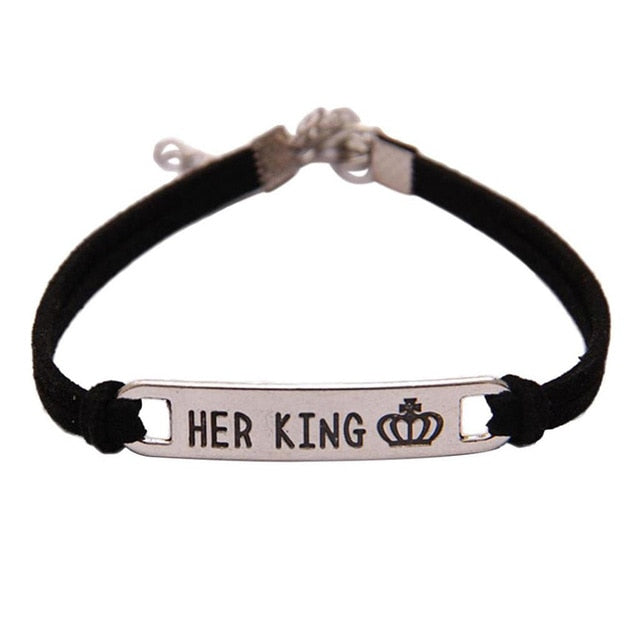 "Her King His Queen" Crown Paired Bracelet