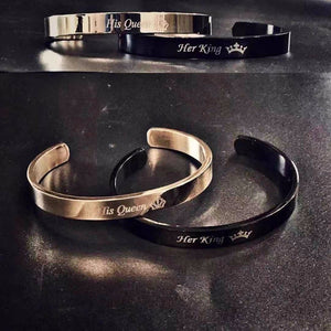 Vnox Engraving Couple Cuff Bracelets